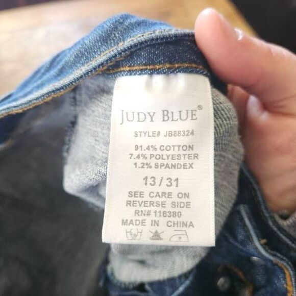 Judy Blue High Rise Button Fly Cargo Pocket Distress Skinny Jeans Sz 13/31 - Picture 4 of 5